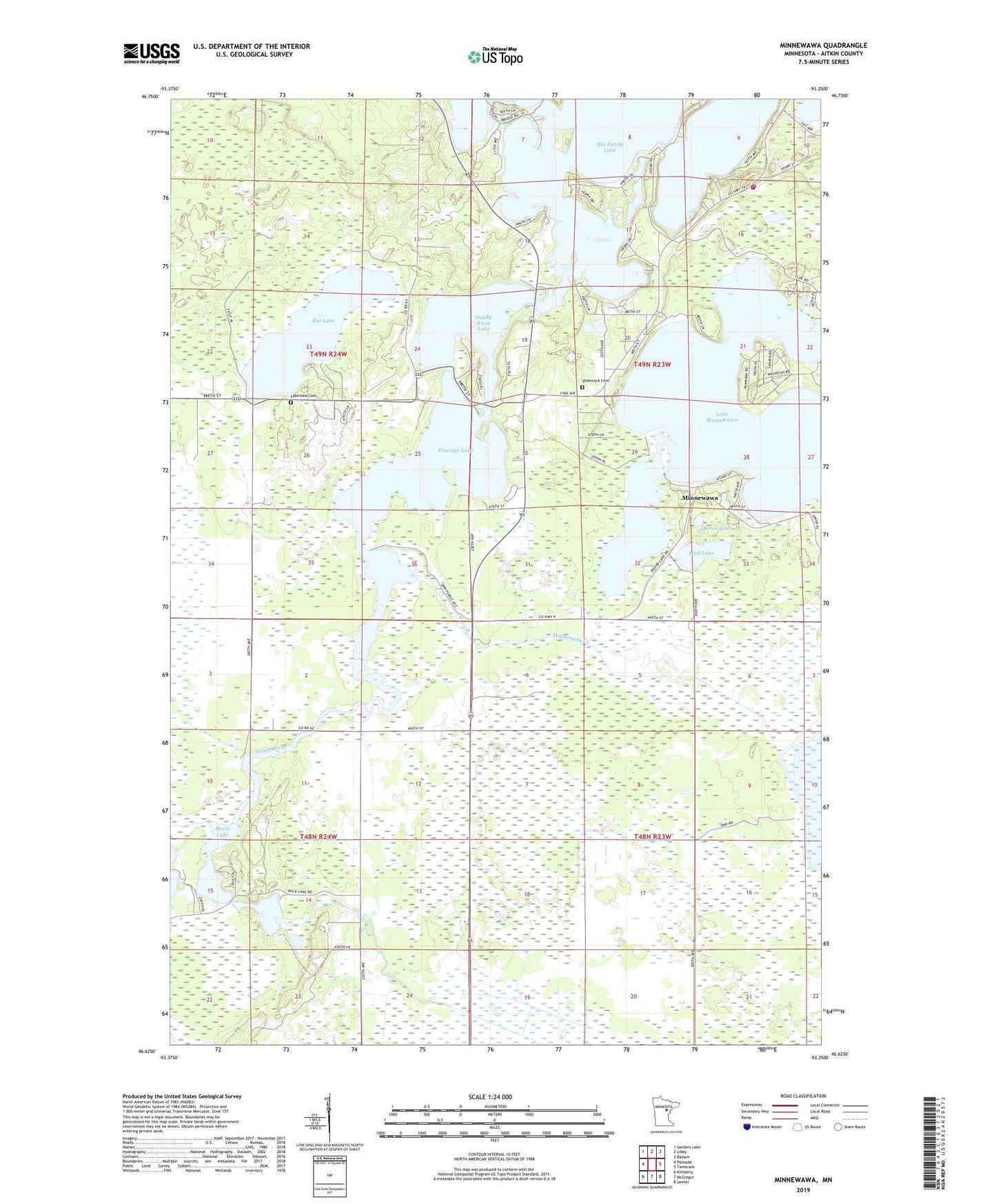 Minnewawa Minnesota US Topo Map Image