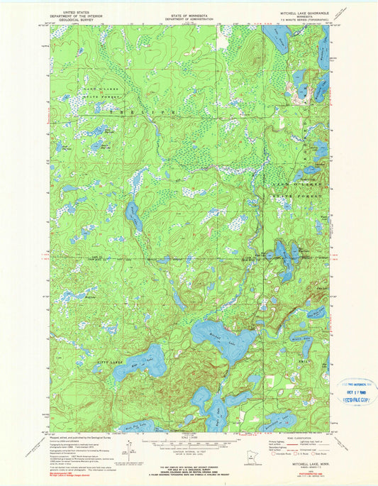 Classic USGS Mitchell Lake Minnesota 7.5'x7.5' Topo Map Image