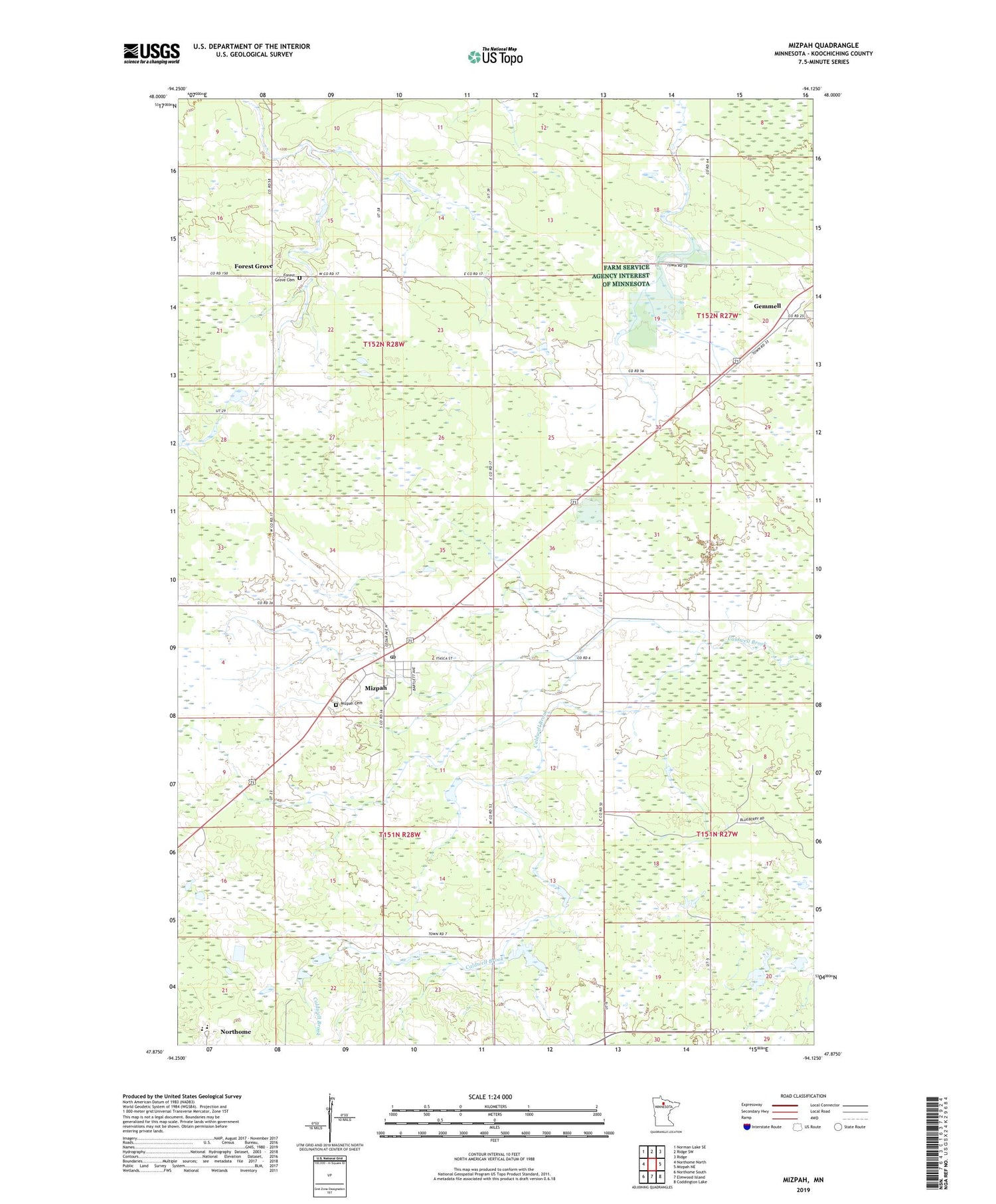 Mizpah Minnesota US Topo Map Image