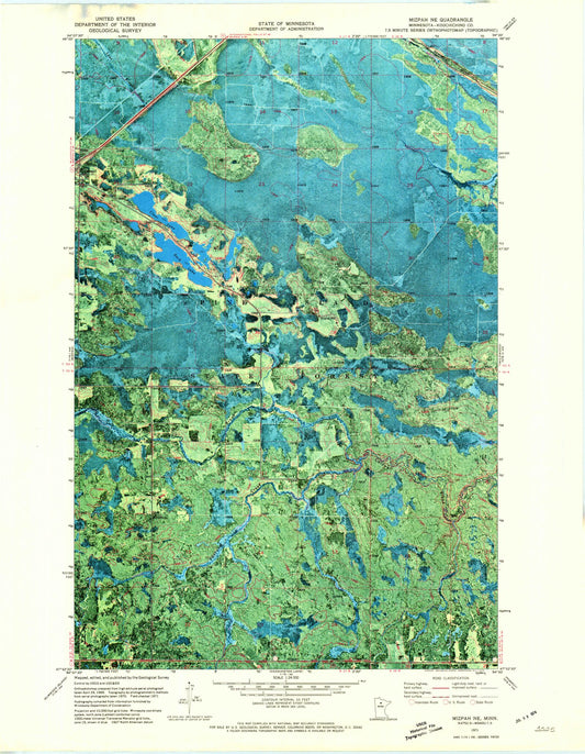 Classic USGS Mizpah NE Minnesota 7.5'x7.5' Topo Map Image