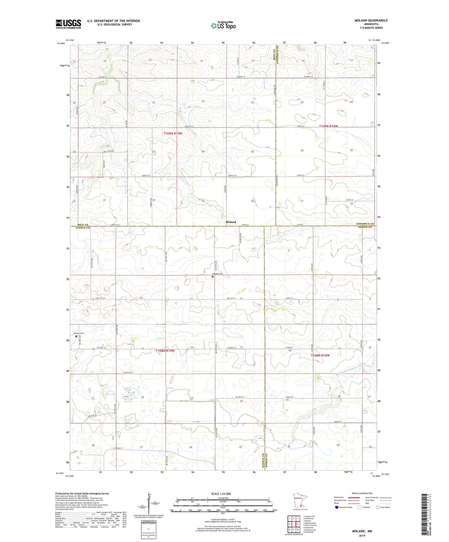 Moland Minnesota US Topo Map Image