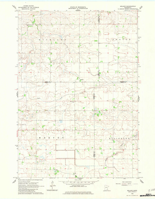 Classic USGS Moland Minnesota 7.5'x7.5' Topo Map Image