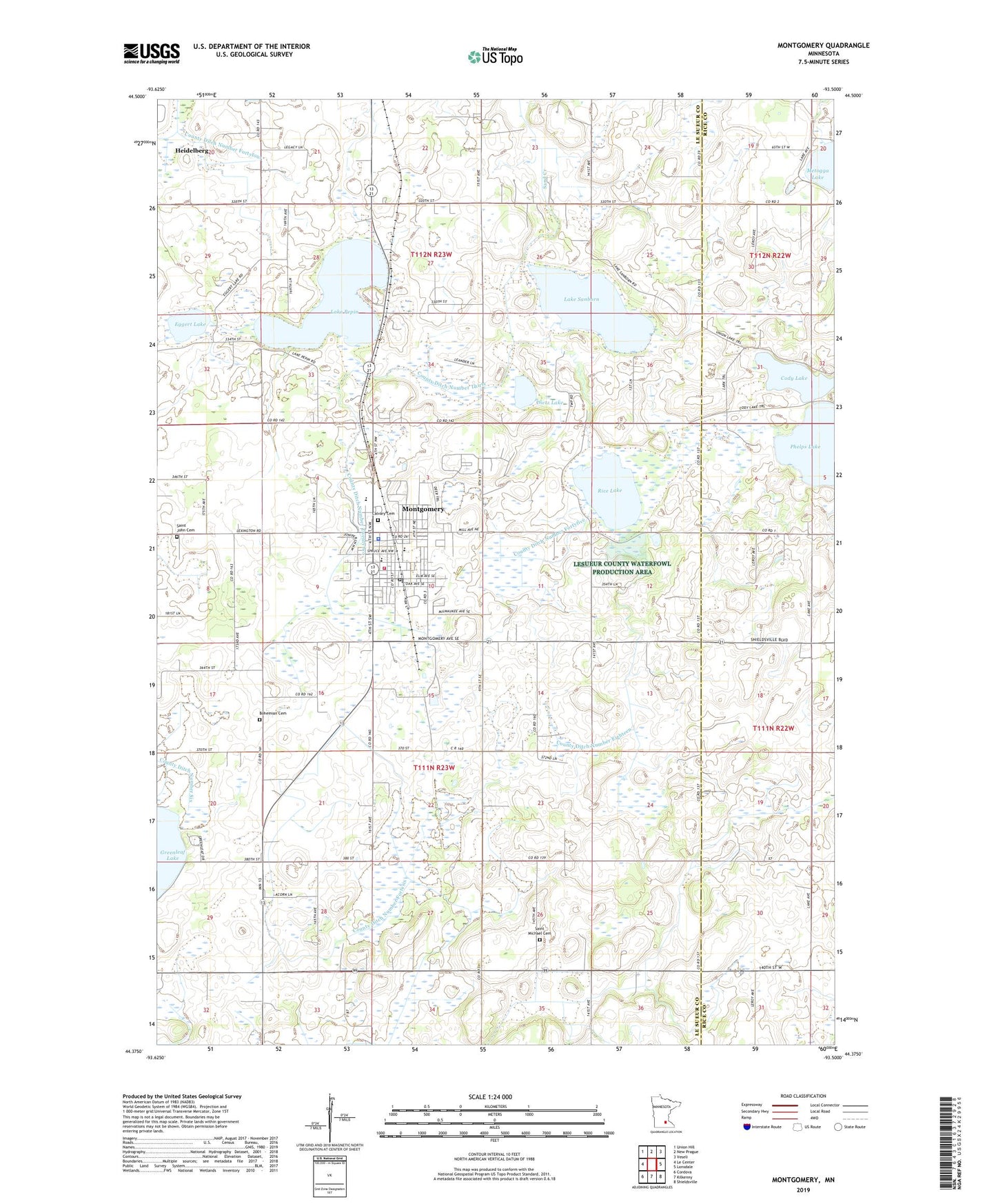 Montgomery Minnesota US Topo Map Image