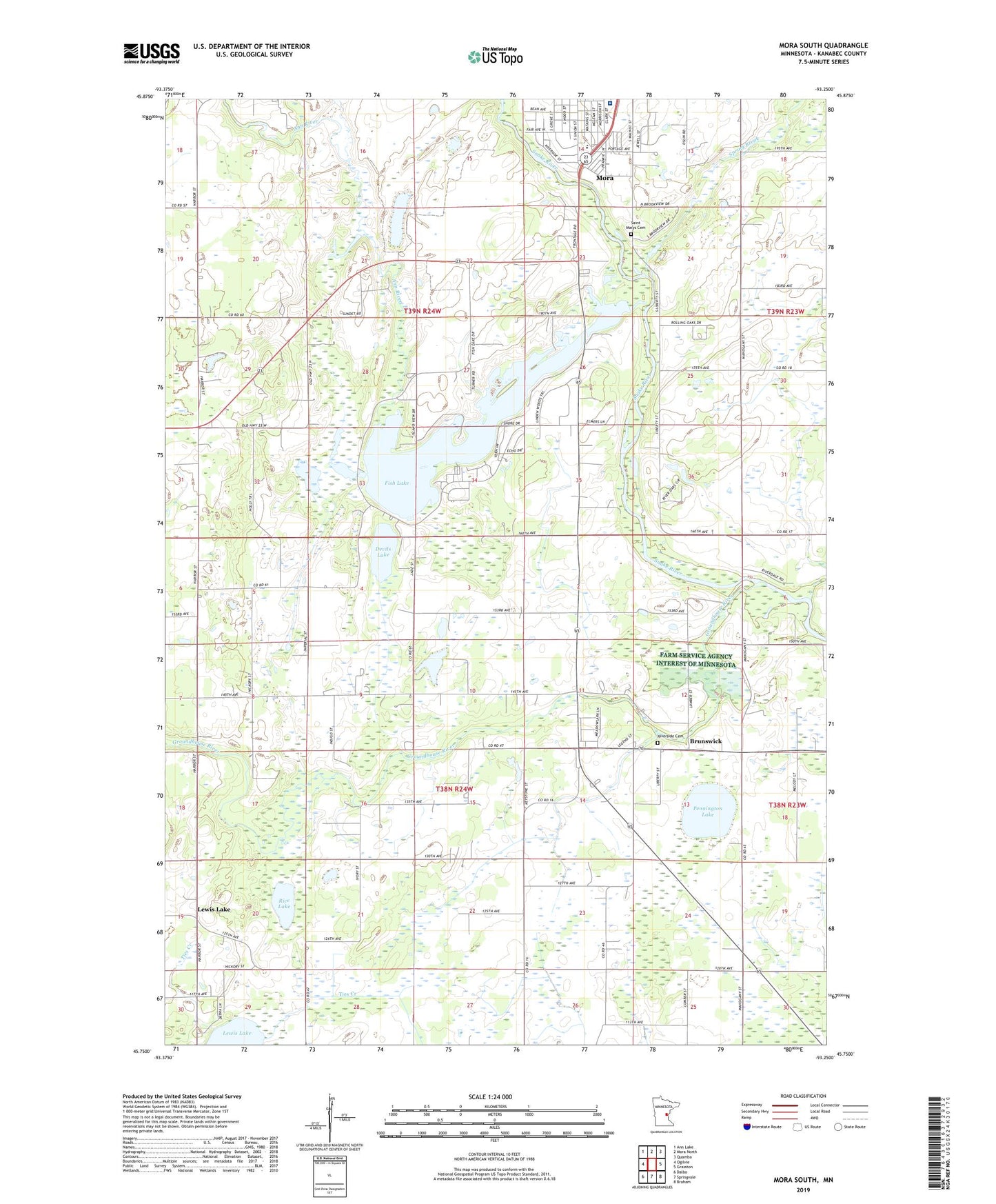 Mora South Minnesota US Topo Map Image
