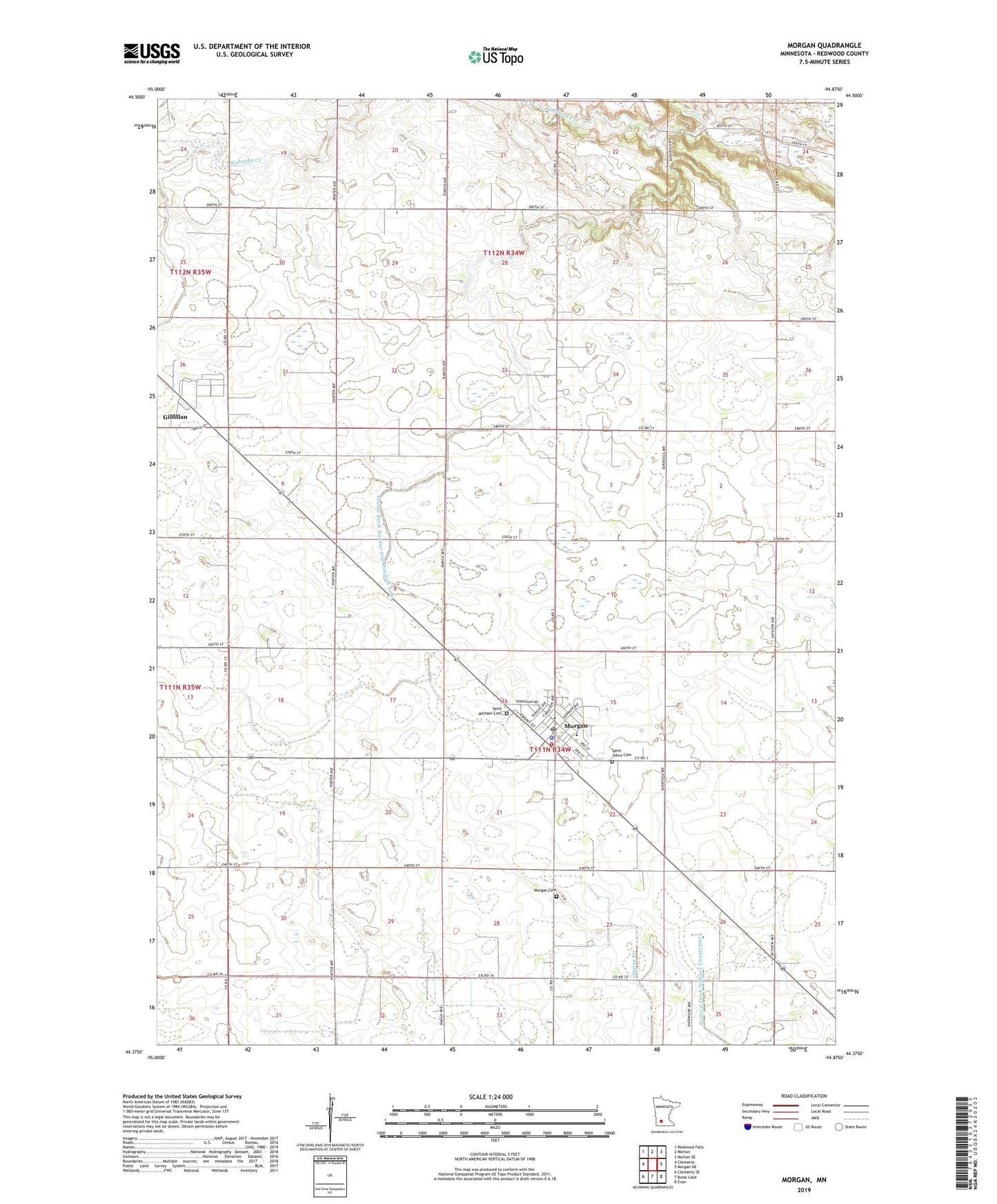 Morgan Minnesota US Topo Map Image