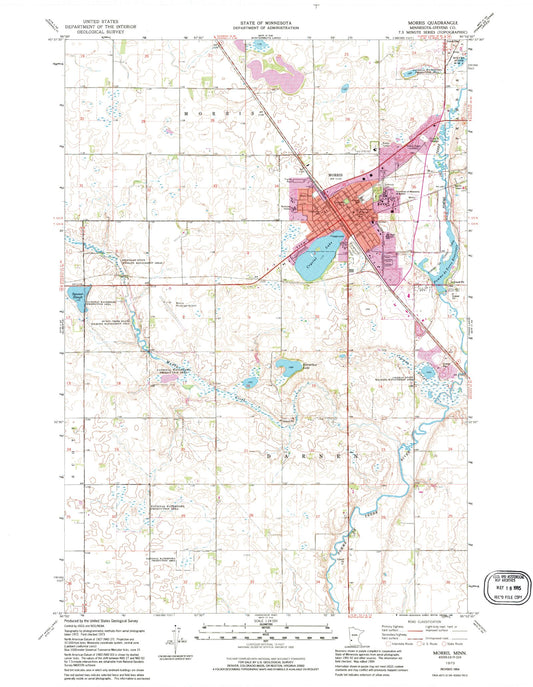 Classic USGS Morris Minnesota 7.5'x7.5' Topo Map Image