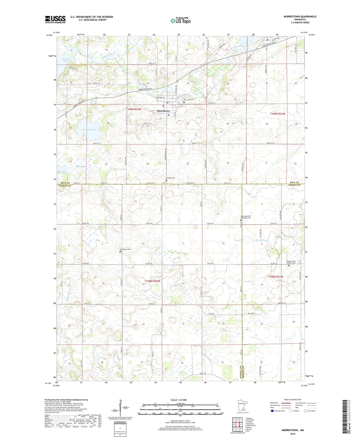 Morristown Minnesota US Topo Map Image