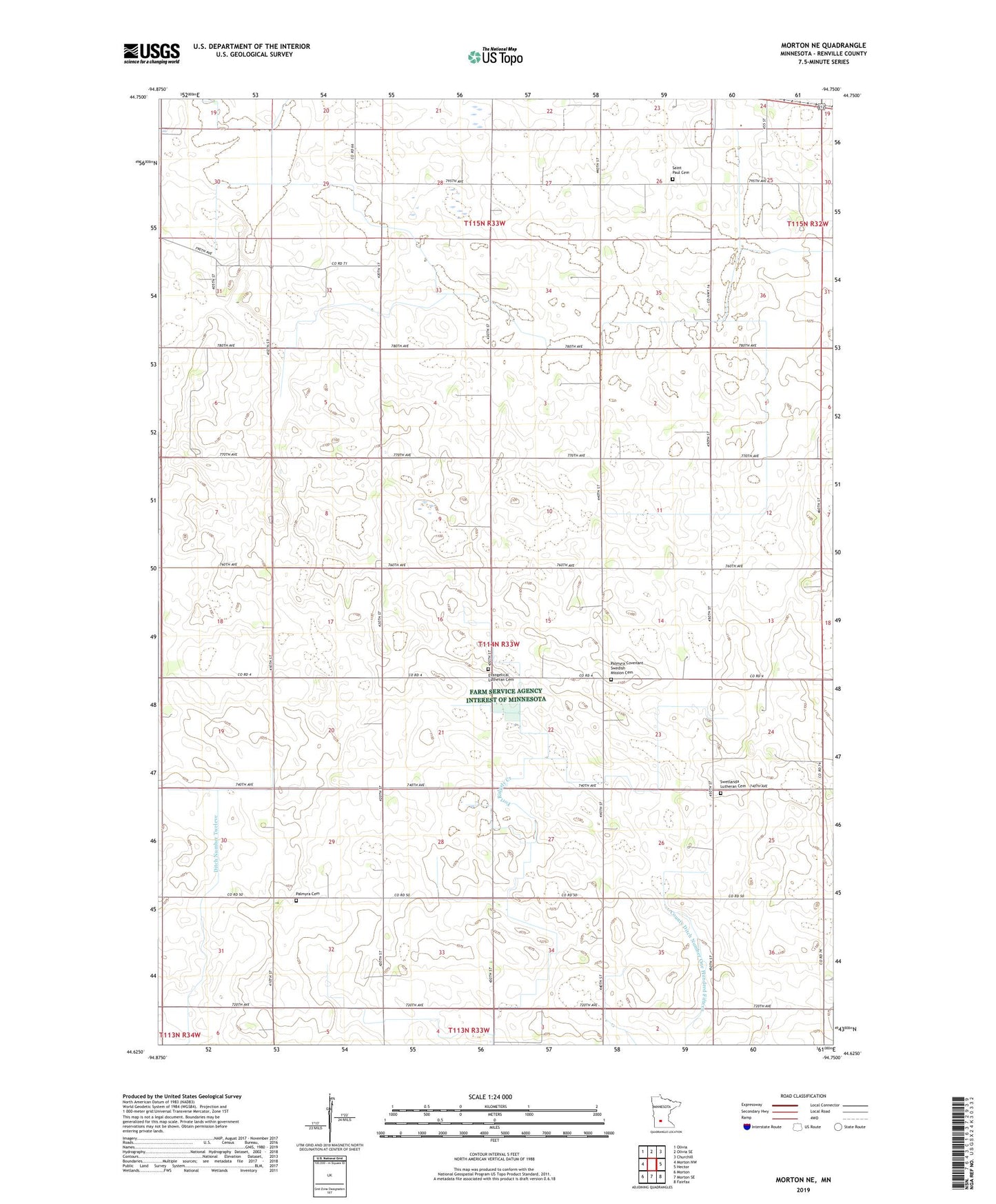 Morton NE Minnesota US Topo Map Image
