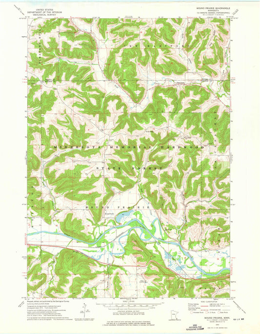 Classic USGS Mound Prairie Minnesota 7.5'x7.5' Topo Map Image