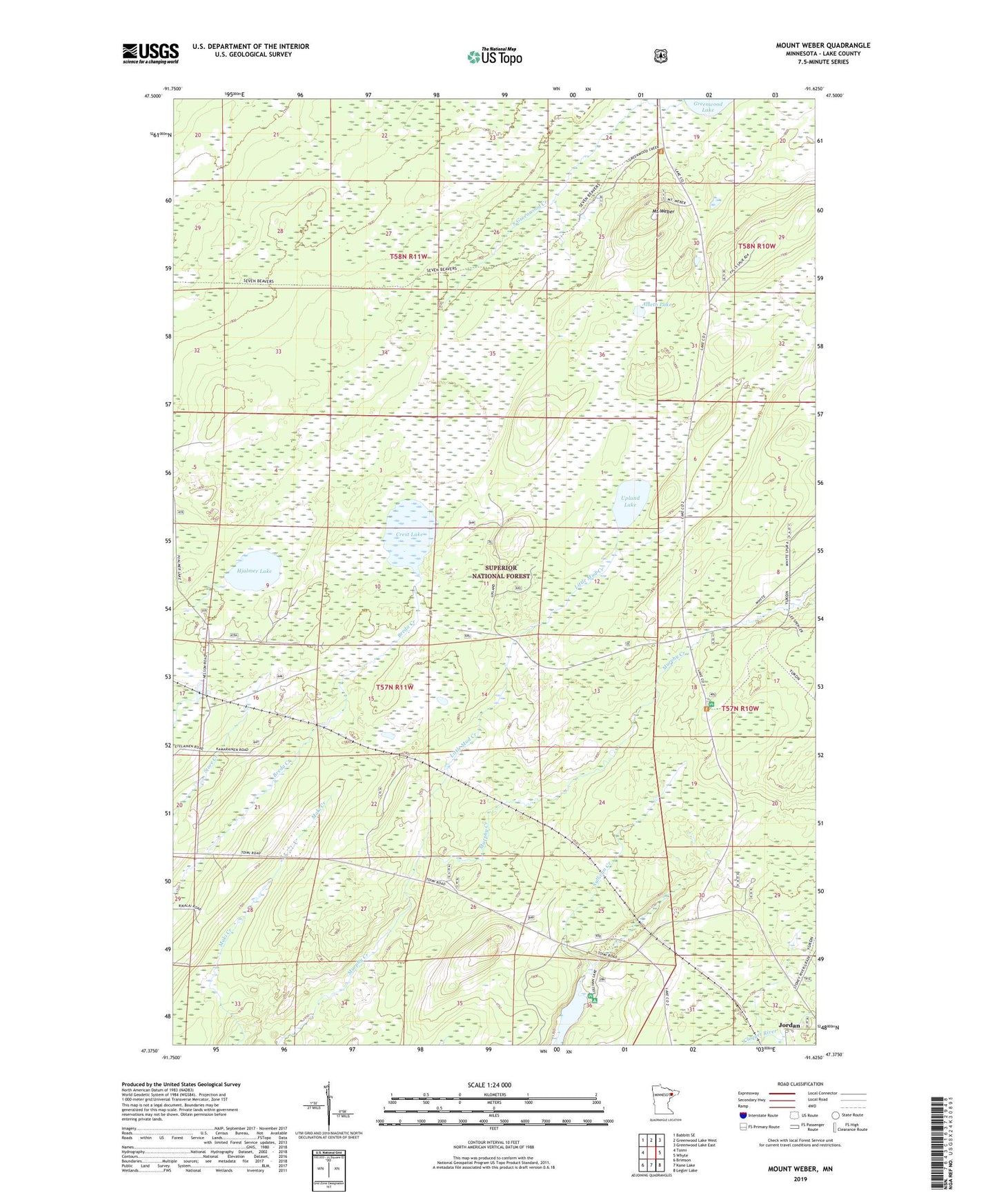 Mount Weber Minnesota US Topo Map Image