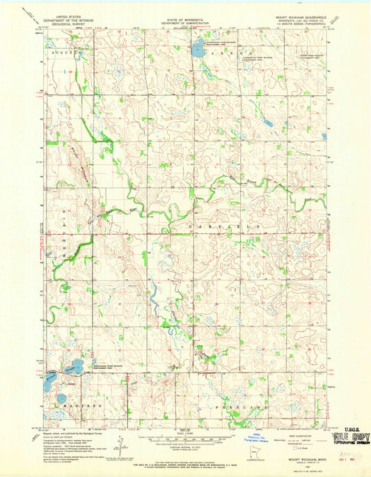 Classic USGS Mount Wickham Minnesota 7.5'x7.5' Topo Map Image