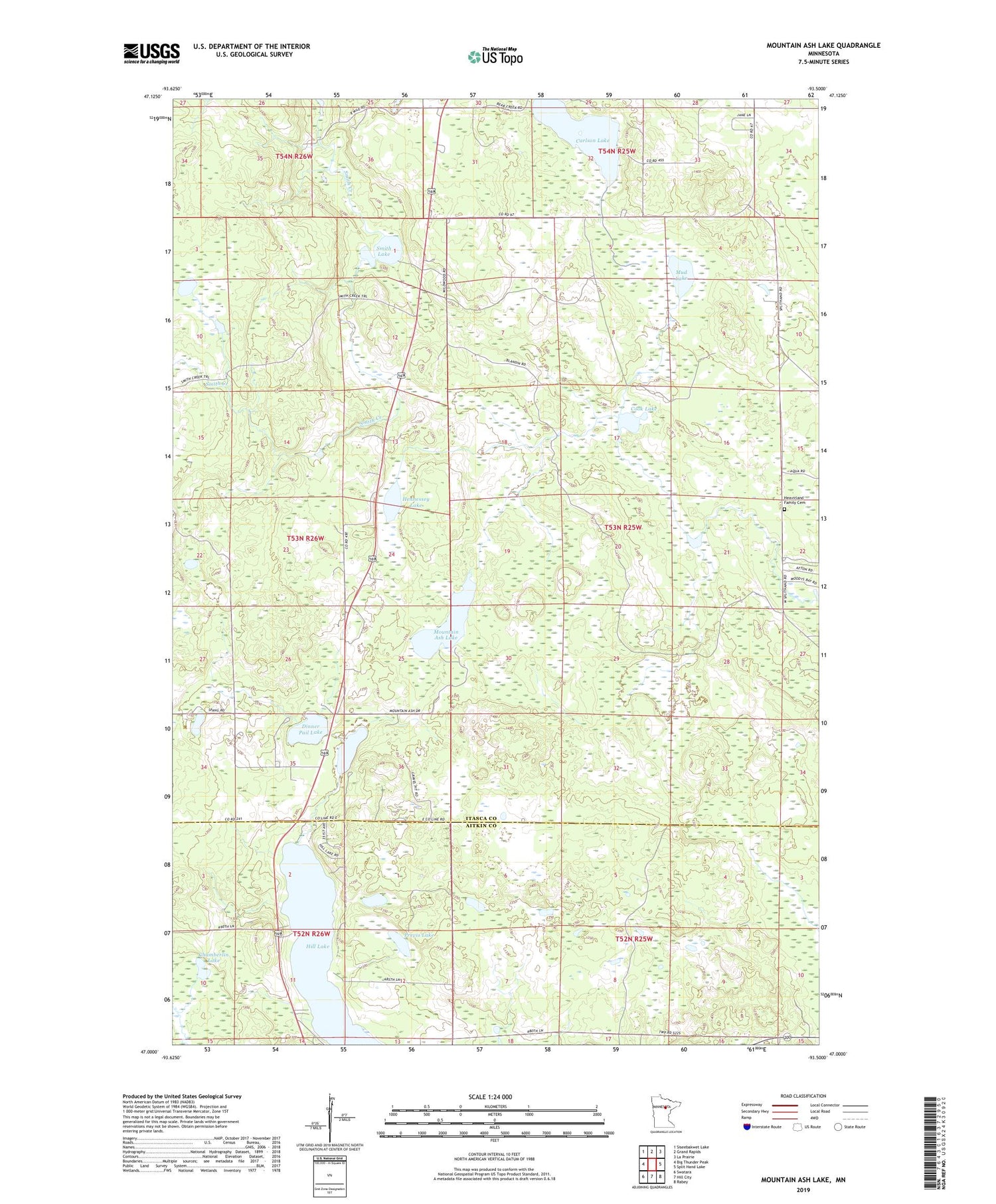 Mountain Ash Lake Minnesota US Topo Map Image