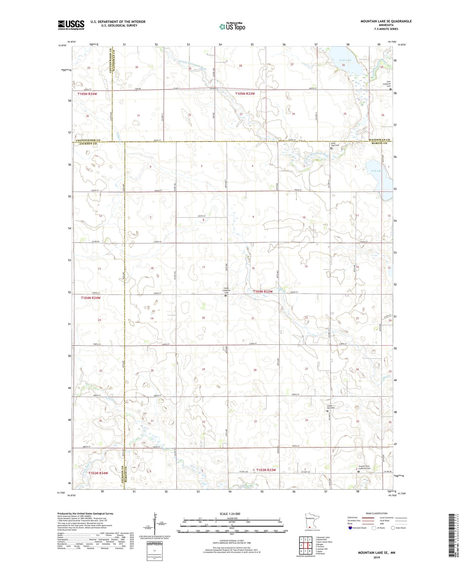 Mountain Lake SE Minnesota US Topo Map Image