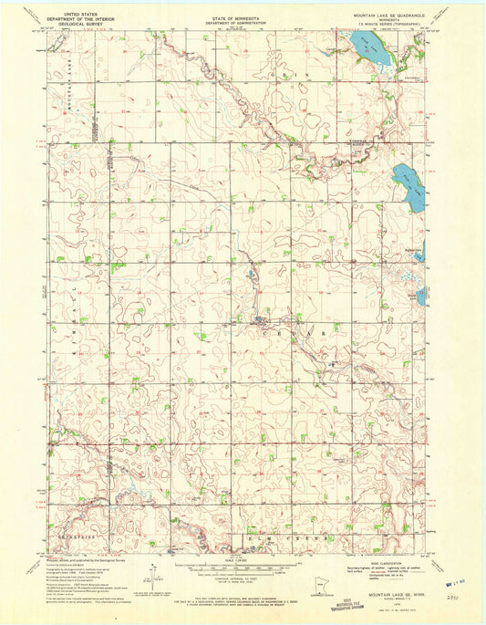 Classic USGS Mountain Lake SE Minnesota 7.5'x7.5' Topo Map Image