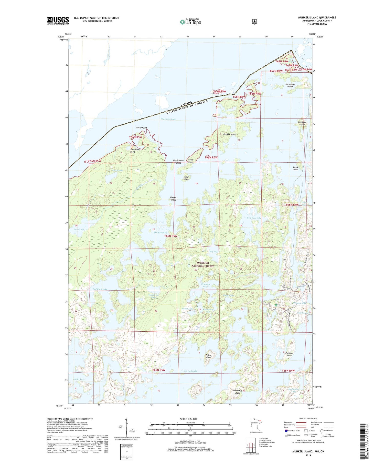 Munker Island Minnesota US Topo Map Image