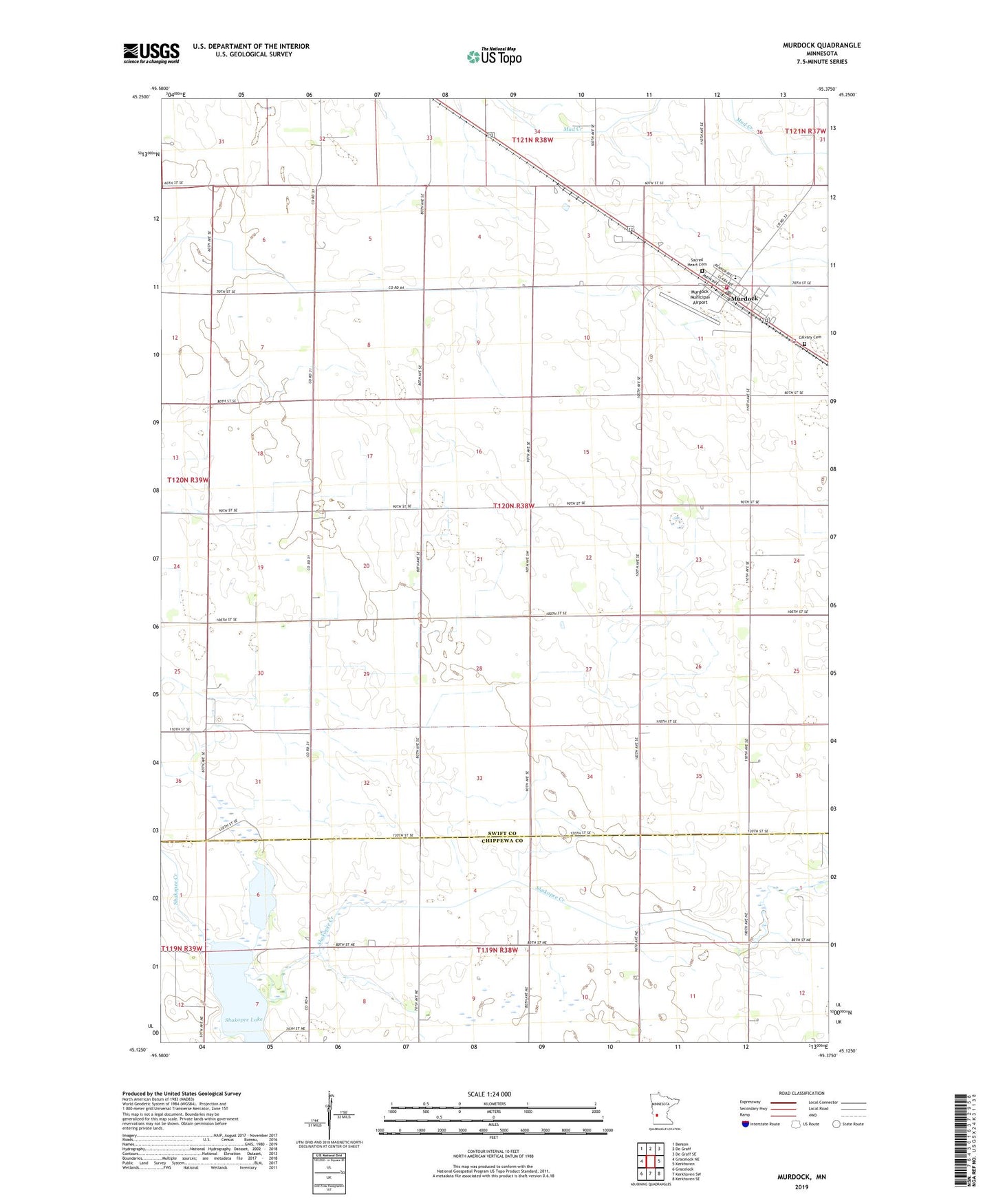 Murdock Minnesota US Topo Map Image