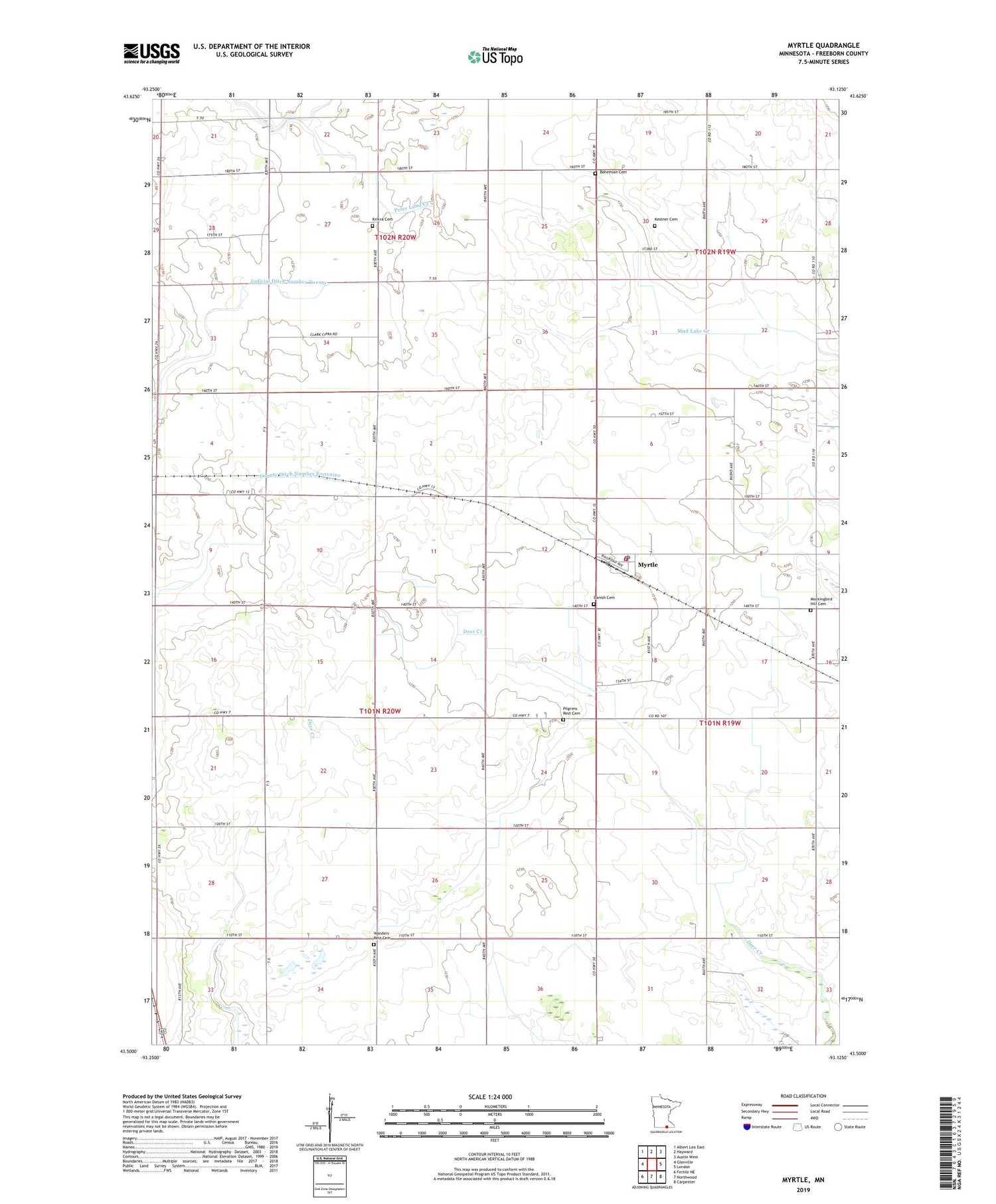 Myrtle Minnesota US Topo Map Image