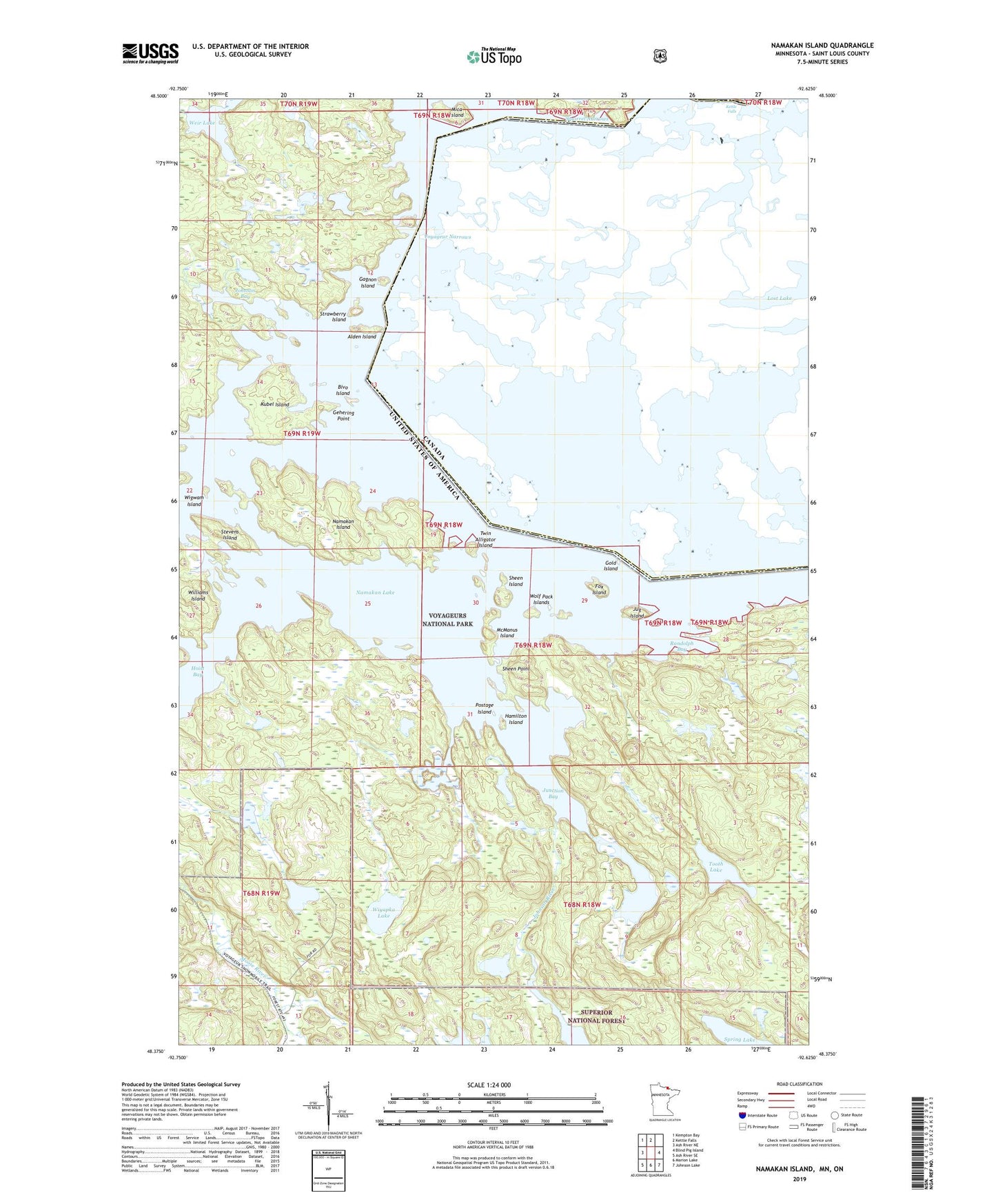 Namakan Island Minnesota US Topo Map Image