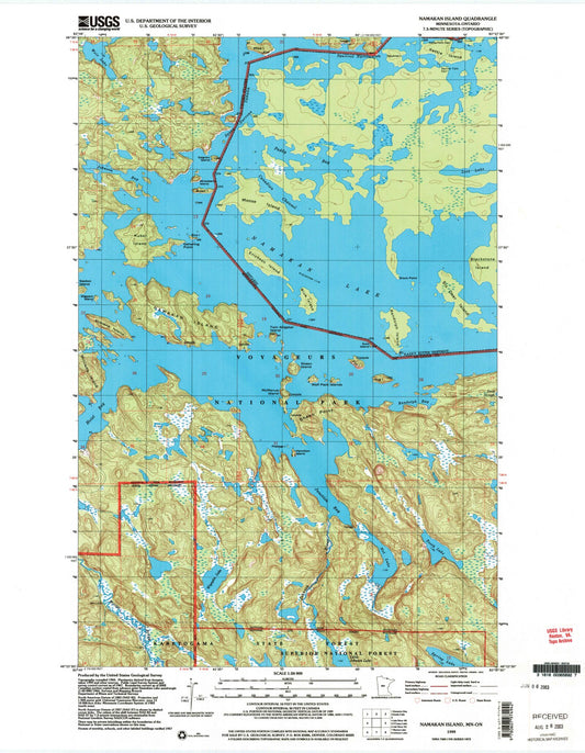 Classic USGS Namakan Island Minnesota 7.5'x7.5' Topo Map Image