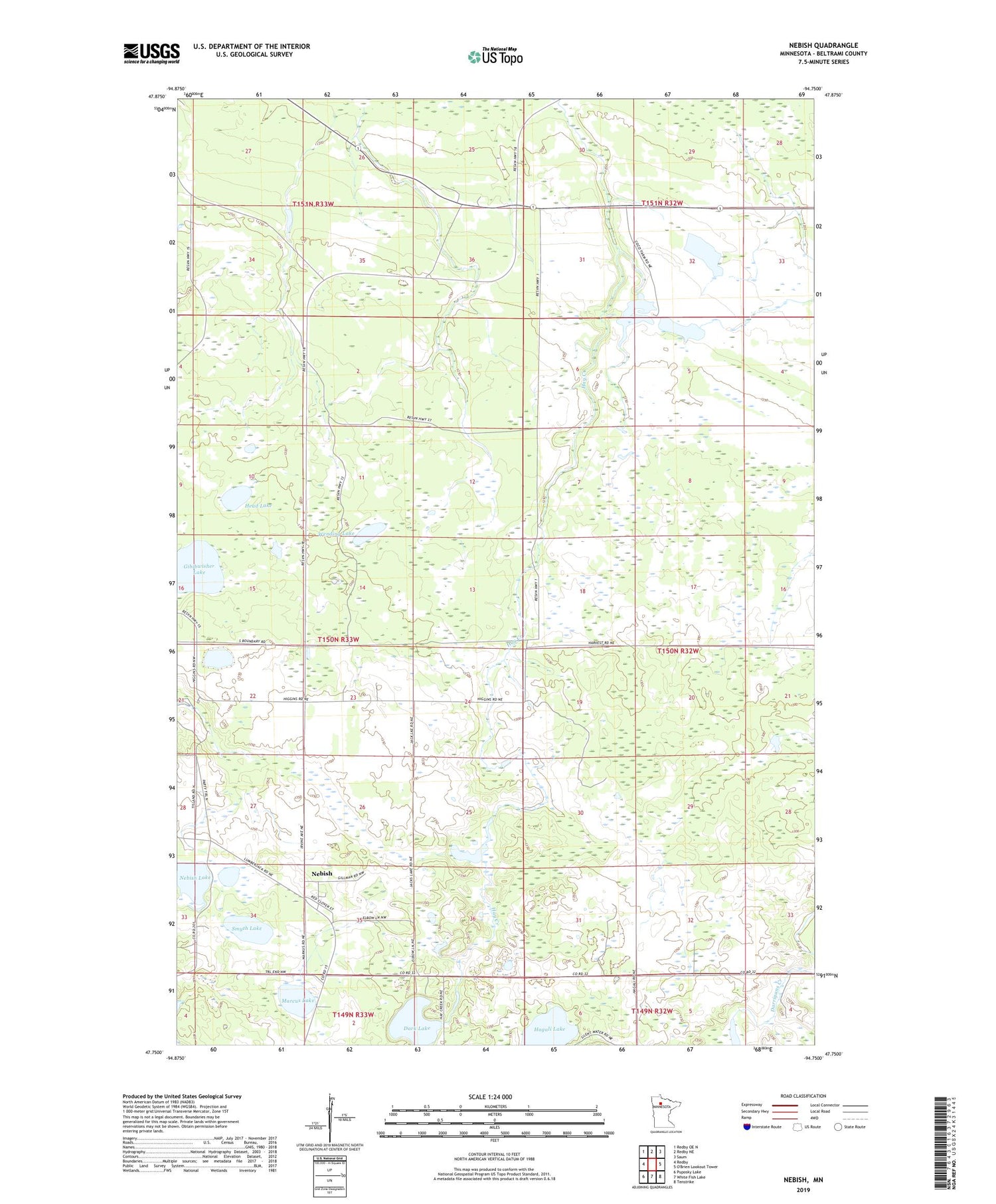 Nebish Minnesota US Topo Map Image