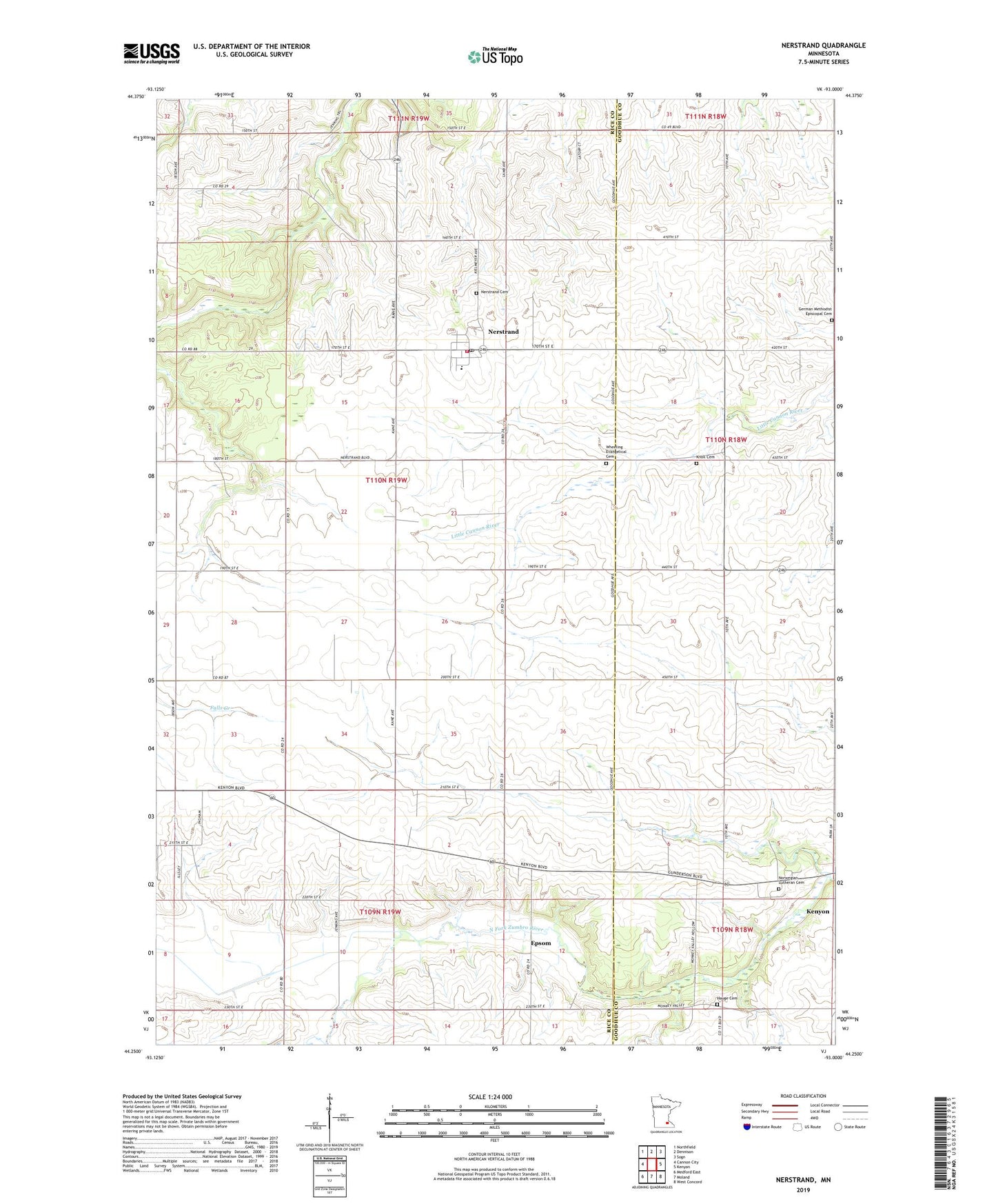 Nerstrand Minnesota US Topo Map Image