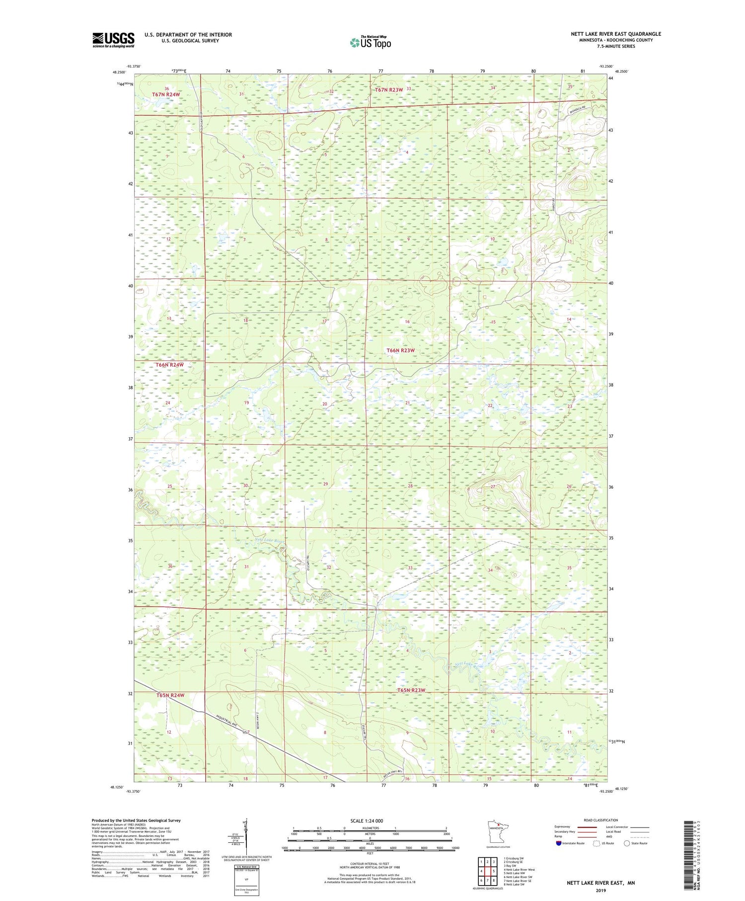 Nett Lake River East Minnesota US Topo Map Image