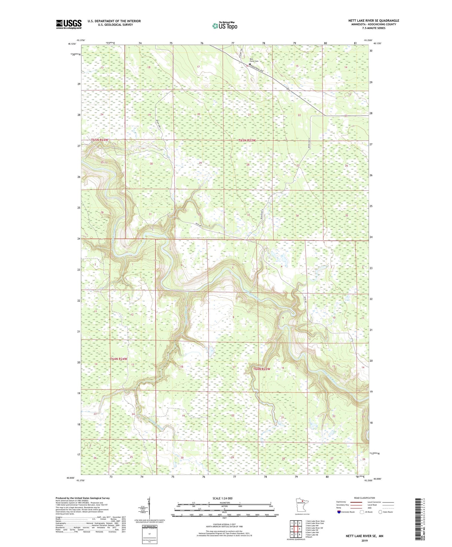 Nett Lake River SE Minnesota US Topo Map Image