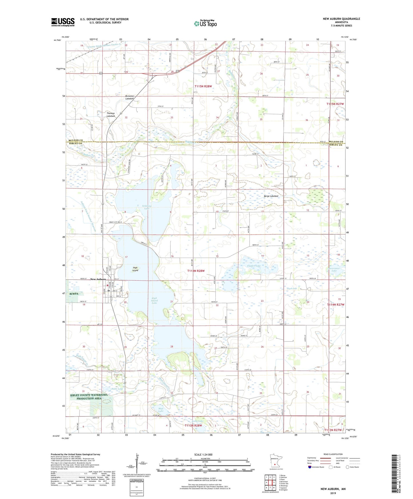 New Auburn Minnesota US Topo Map Image