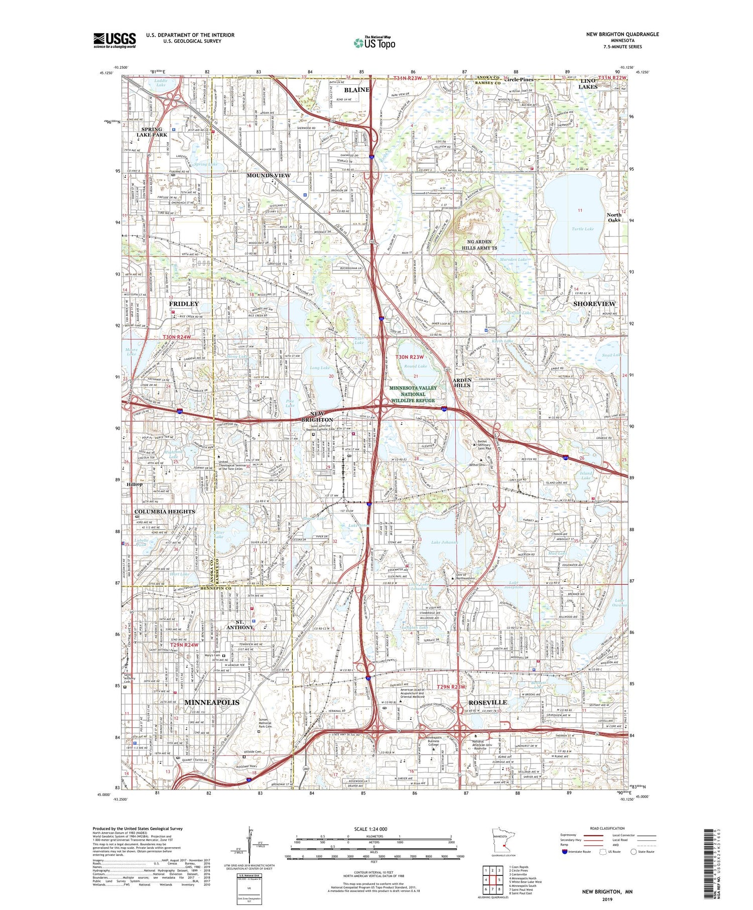 New Brighton Minnesota US Topo Map Image