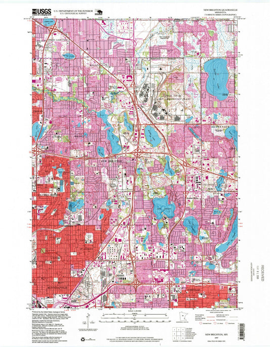 Classic USGS New Brighton Minnesota 7.5'x7.5' Topo Map Image