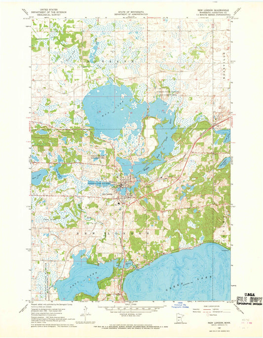 Classic USGS New London Minnesota 7.5'x7.5' Topo Map Image