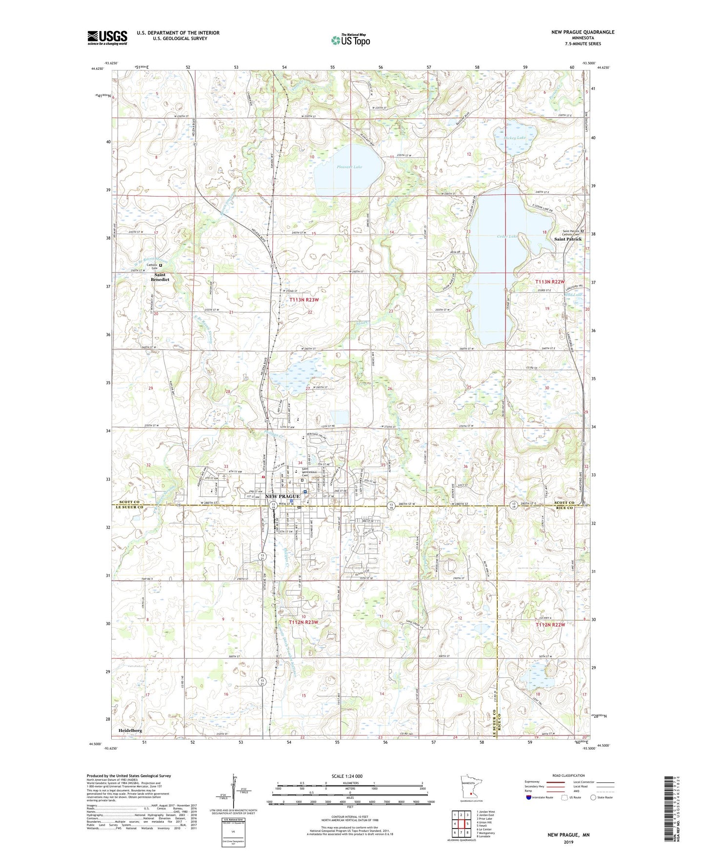 New Prague Minnesota US Topo Map Image