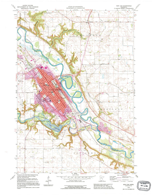 Classic USGS New Ulm Minnesota 7.5'x7.5' Topo Map Image