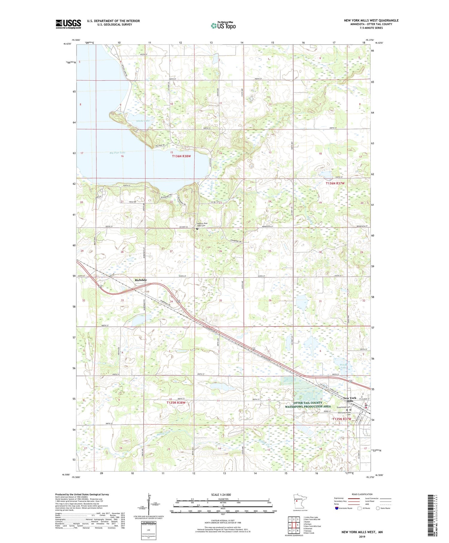New York Mills West Minnesota US Topo Map Image