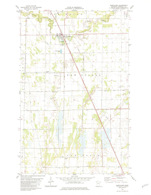Classic USGS Newfolden Minnesota 7.5'x7.5' Topo Map Image