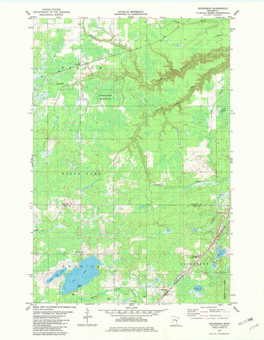 Classic USGS Nickerson Minnesota 7.5'x7.5' Topo Map Image