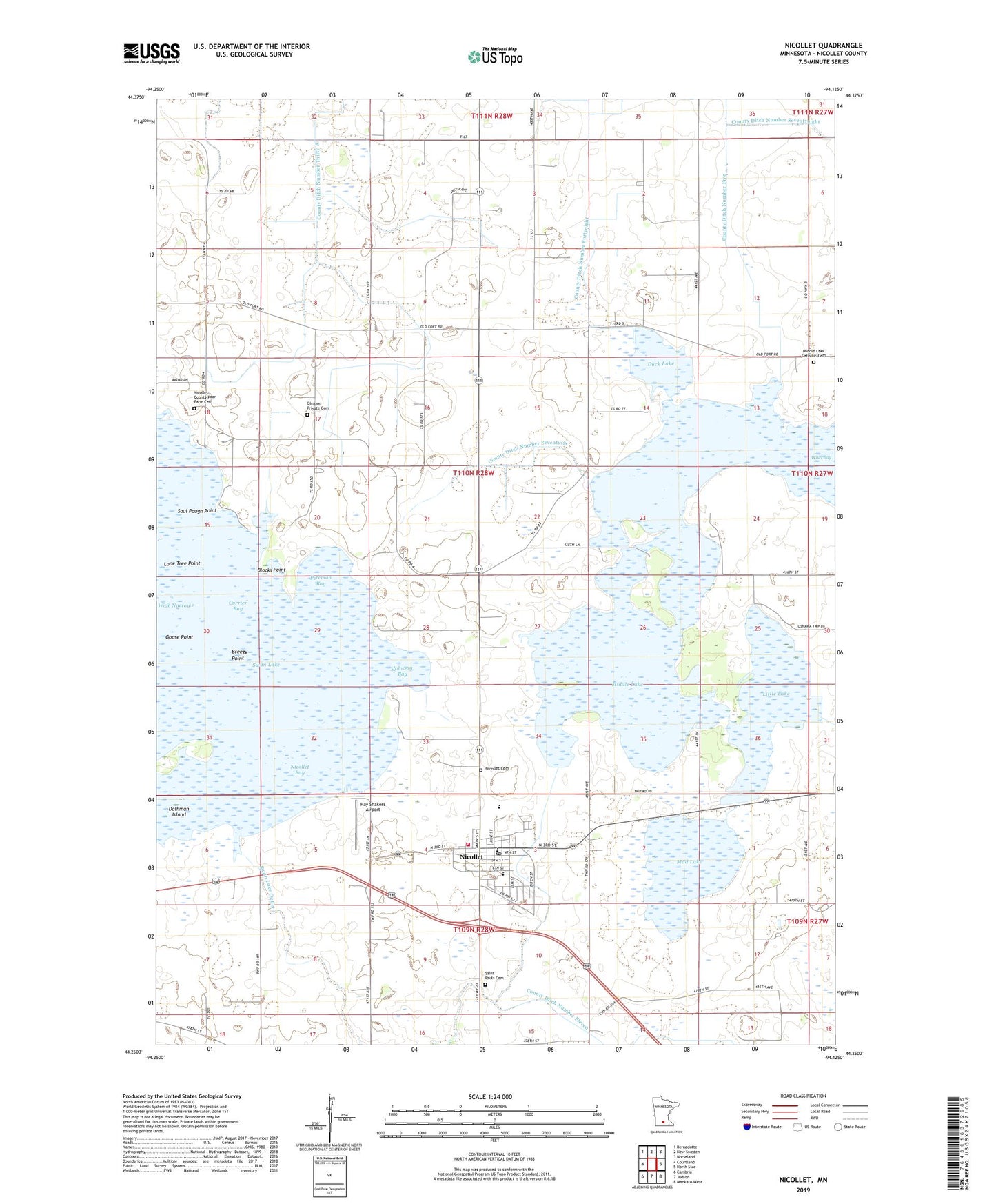 Nicollet Minnesota US Topo Map Image