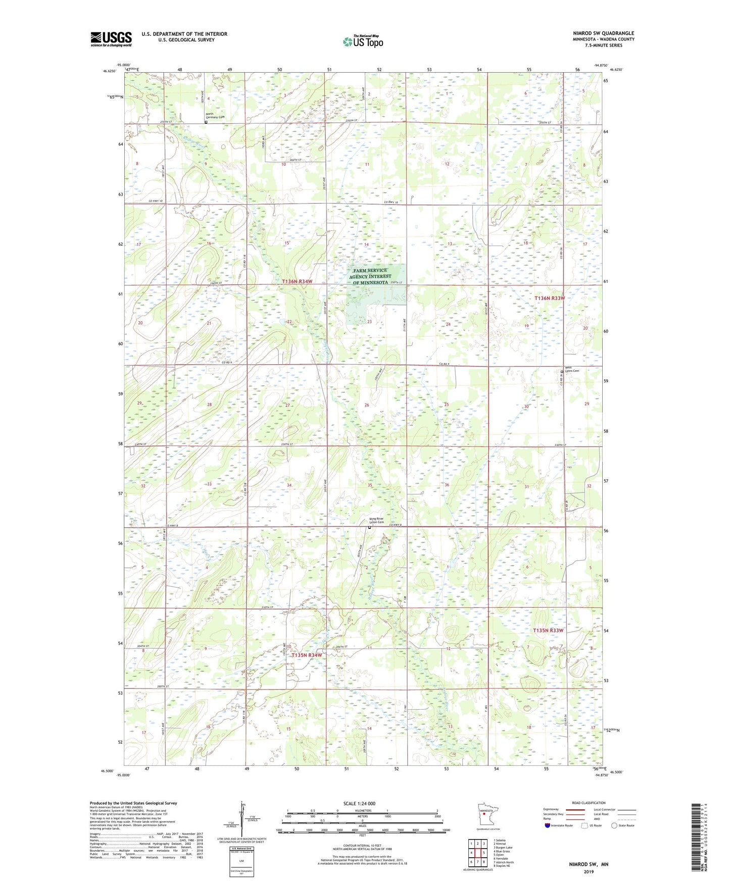 Nimrod SW Minnesota US Topo Map Image