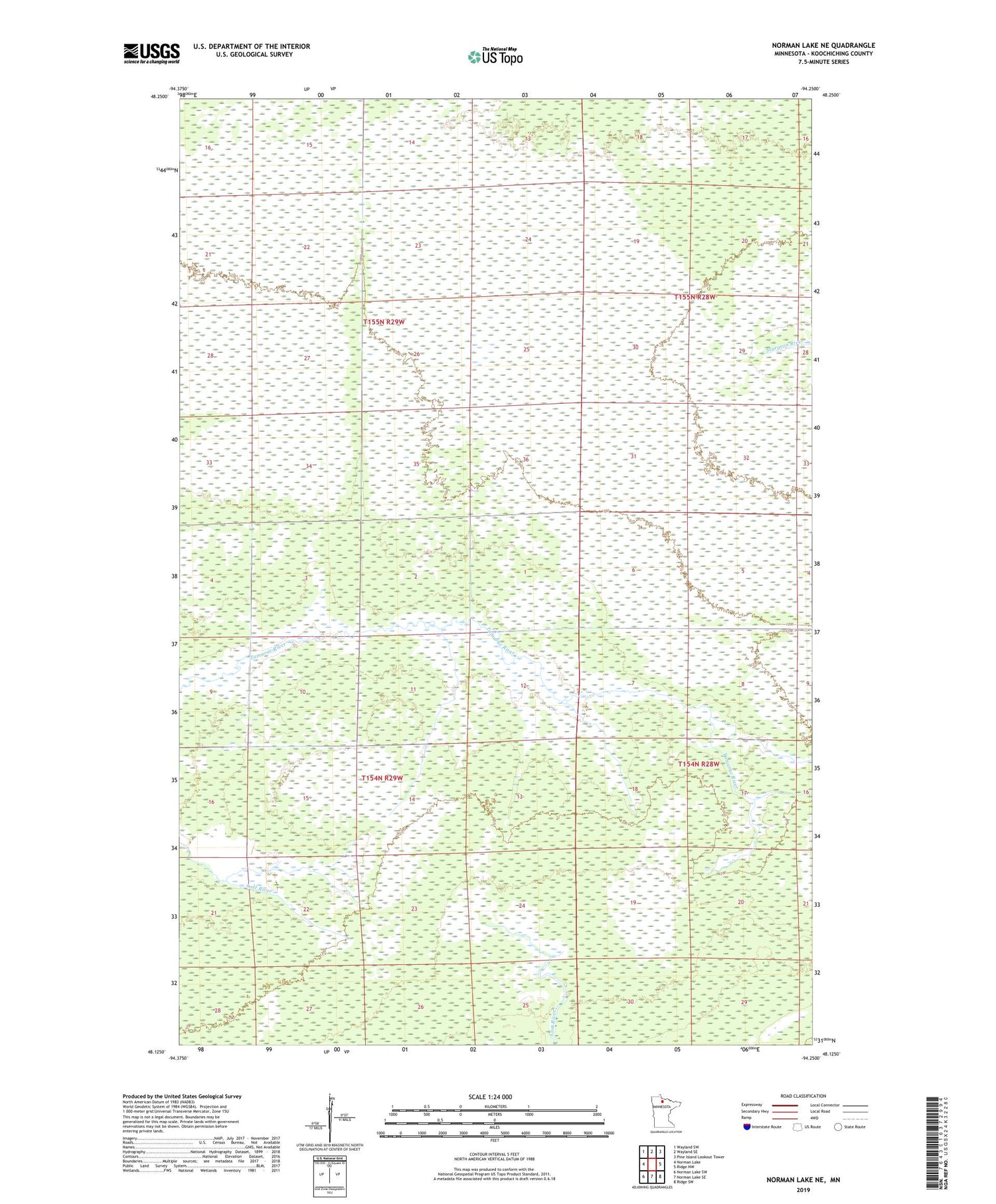 Norman Lake NE Minnesota US Topo Map Image