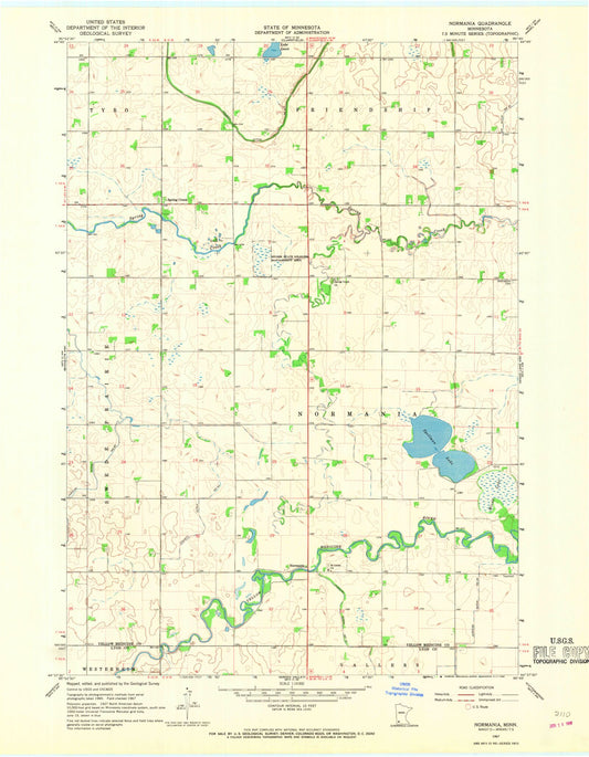 Classic USGS Normania Minnesota 7.5'x7.5' Topo Map Image