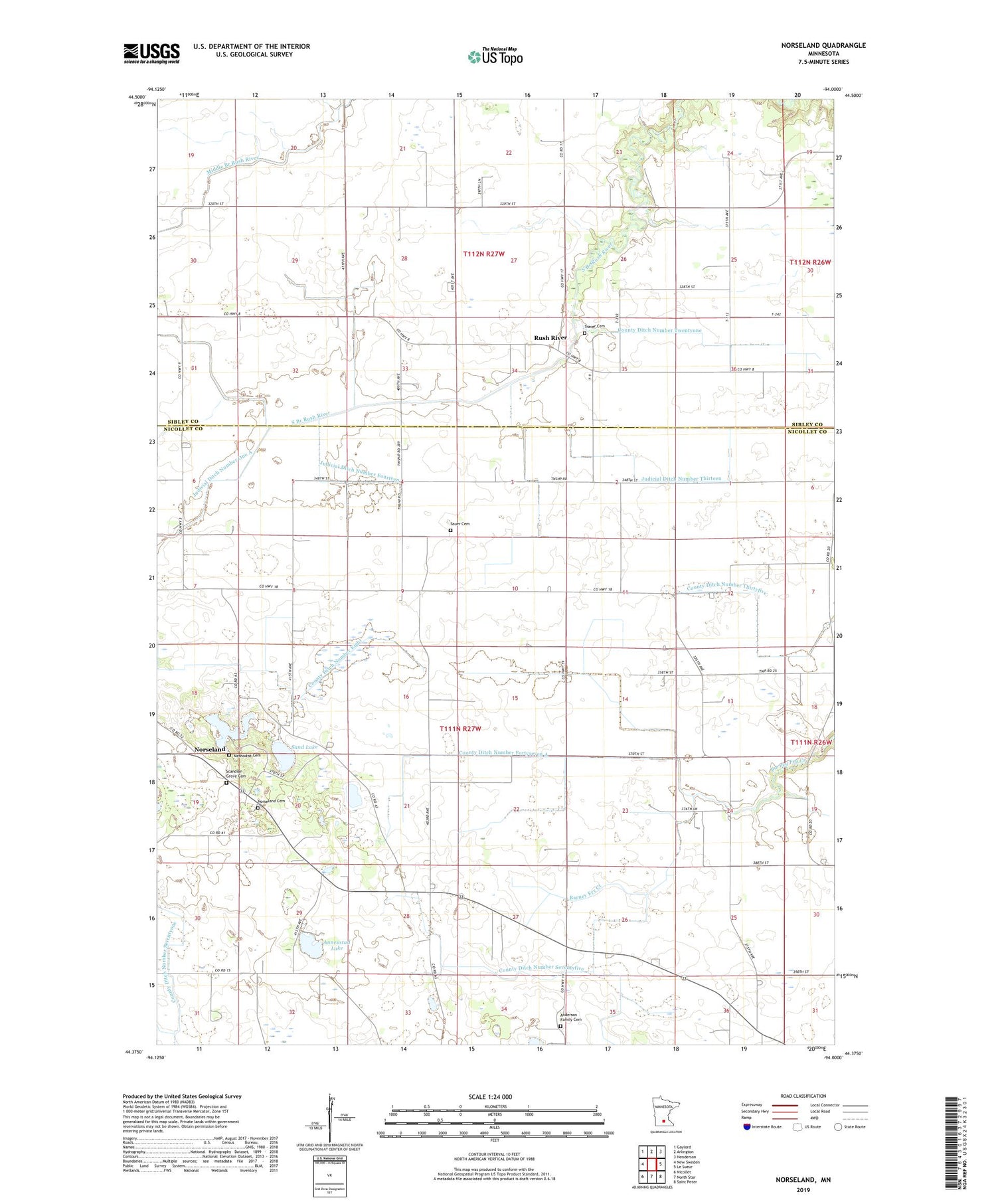 Norseland Minnesota US Topo Map Image