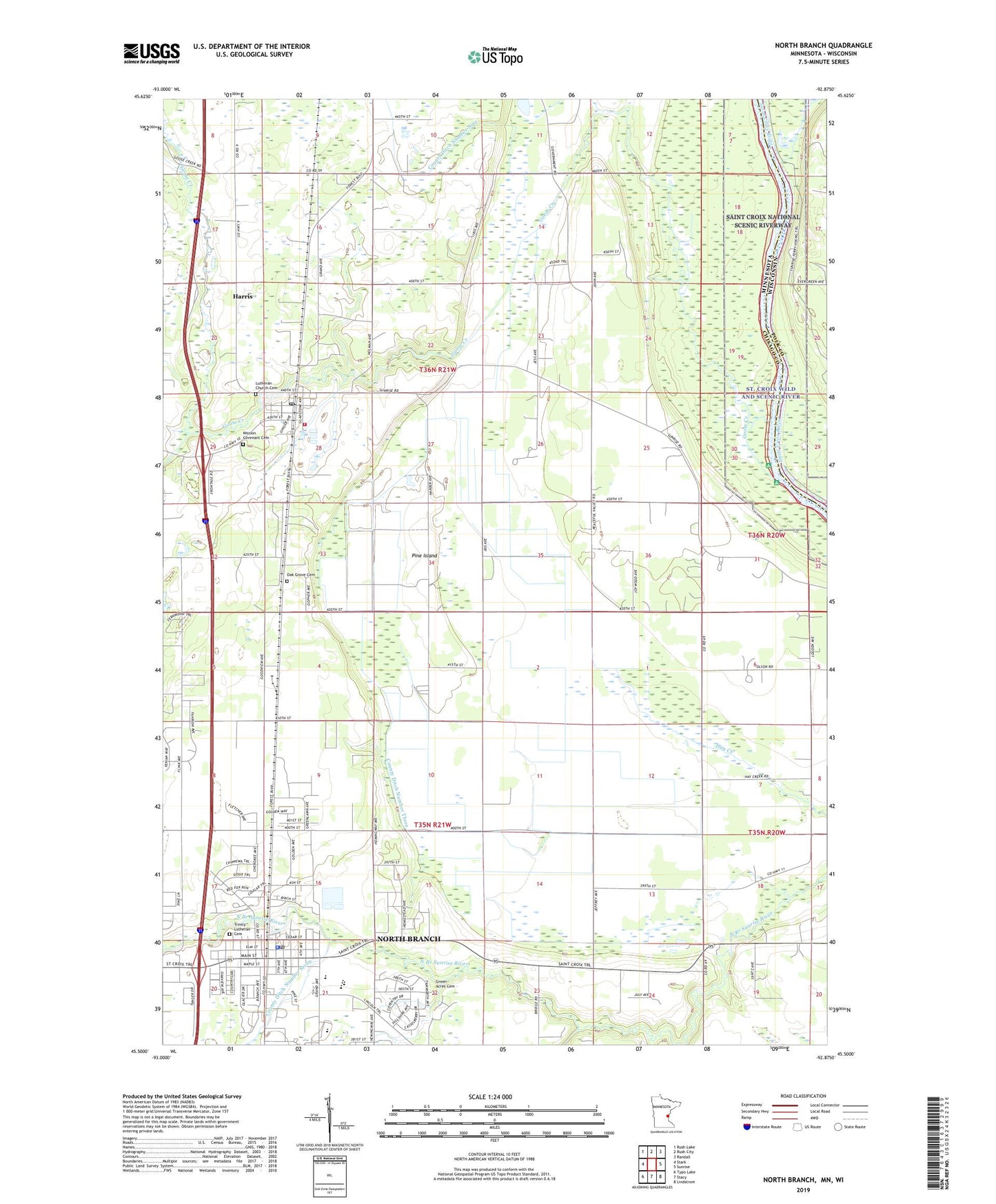 North Branch Minnesota US Topo Map Image