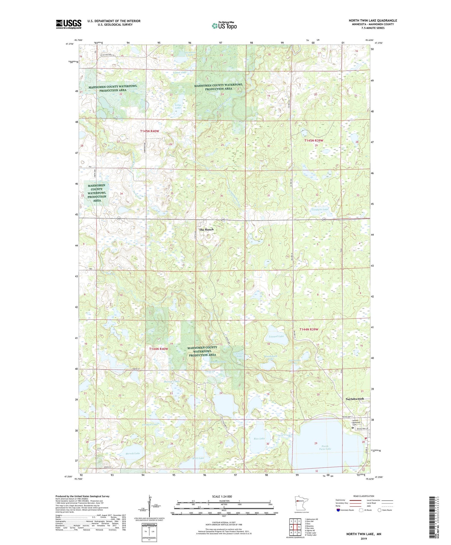 North Twin Lake Minnesota US Topo Map Image