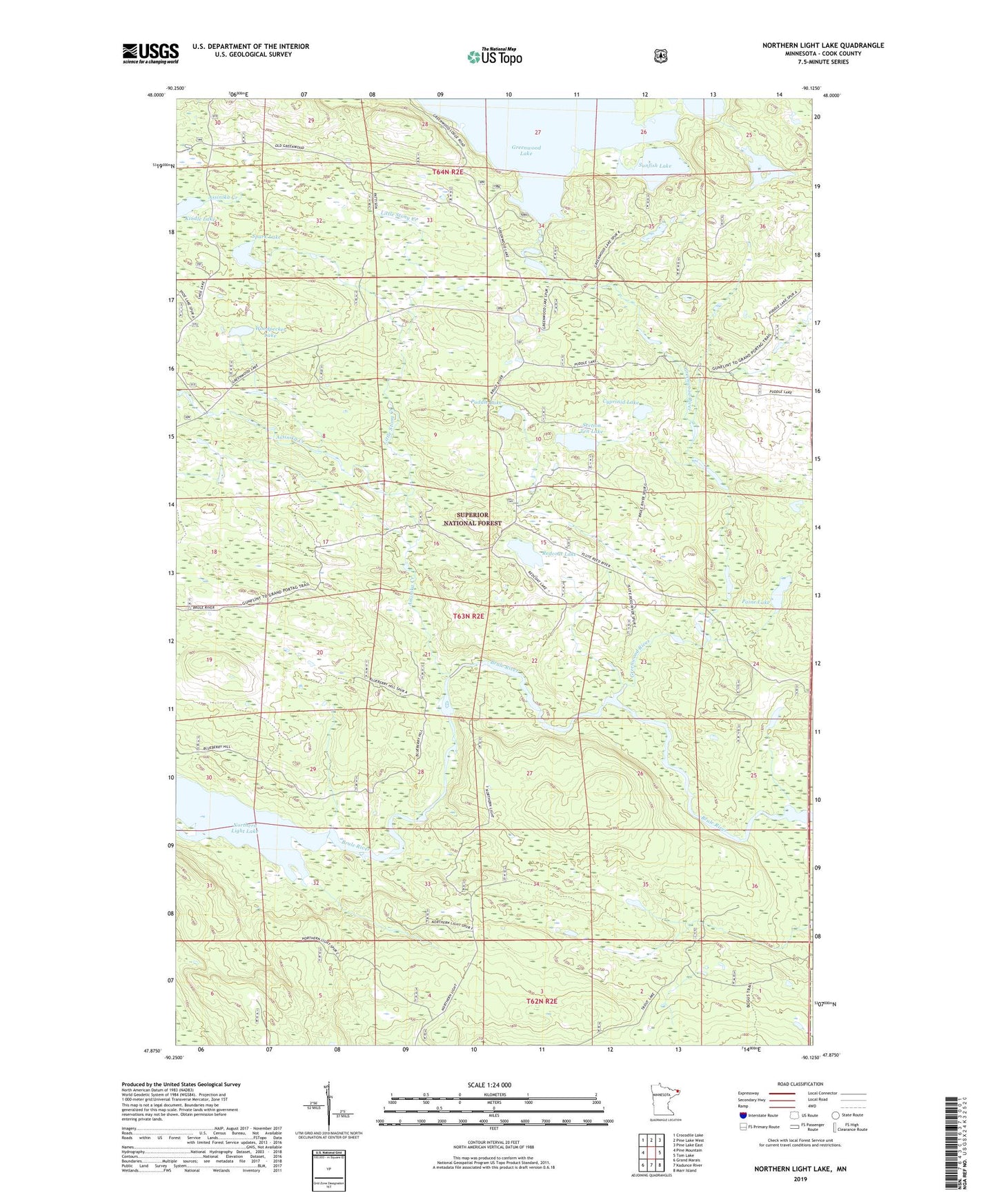 Northern Light Lake Minnesota US Topo Map Image