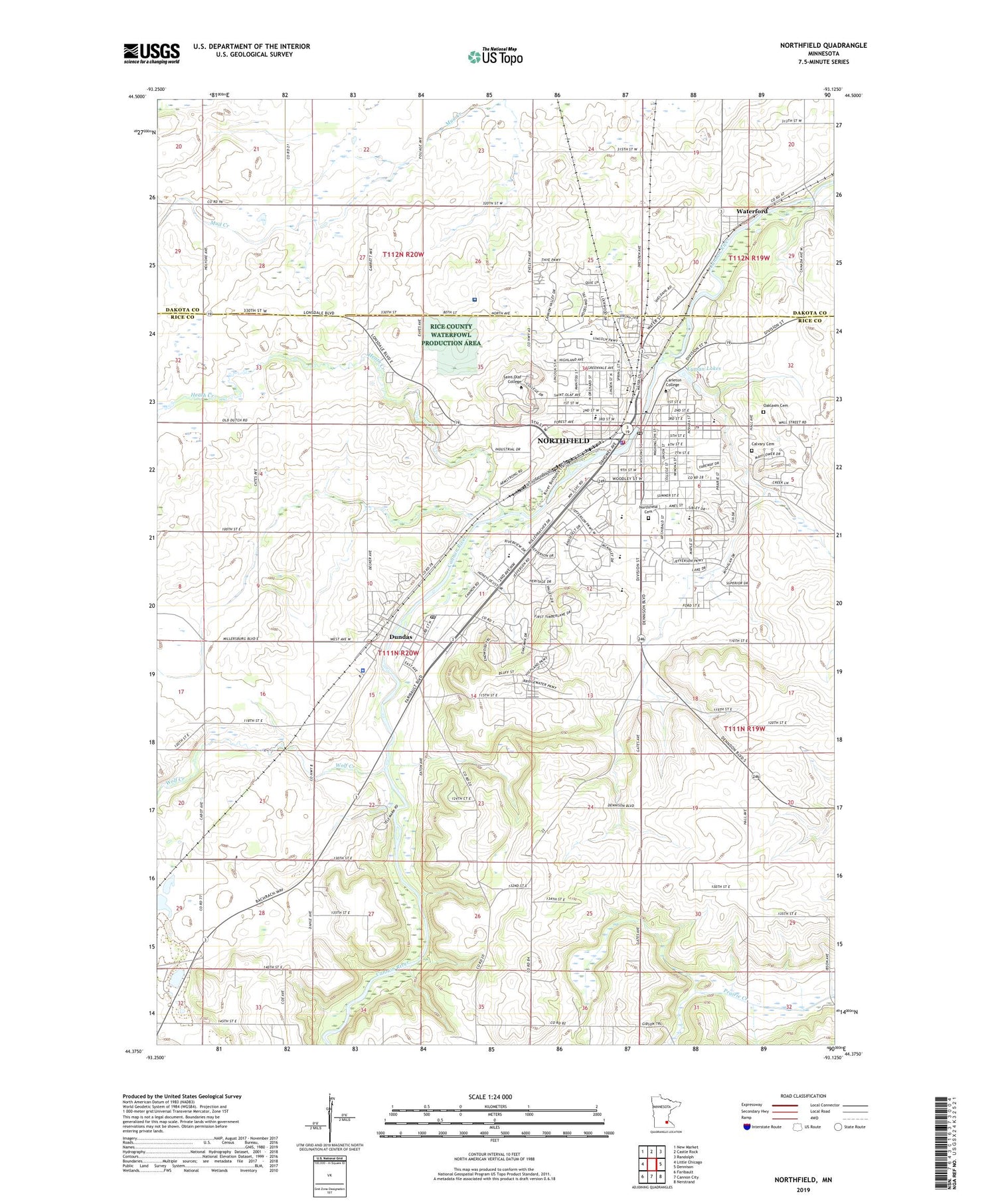 Northfield Minnesota US Topo Map Image