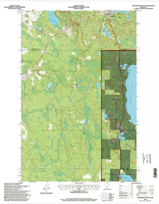 Classic USGS Northome South Minnesota 7.5'x7.5' Topo Map Image