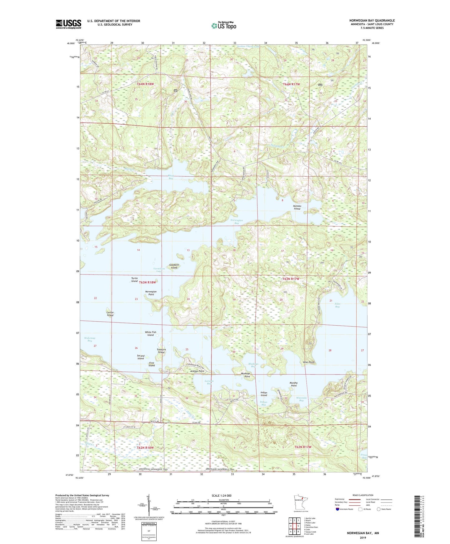 Norwegian Bay Minnesota US Topo Map Image