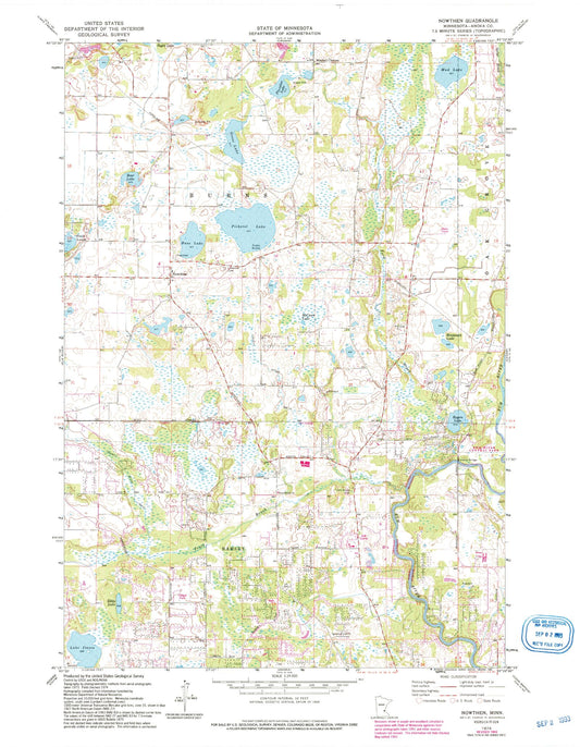 Classic USGS Nowthen Minnesota 7.5'x7.5' Topo Map Image
