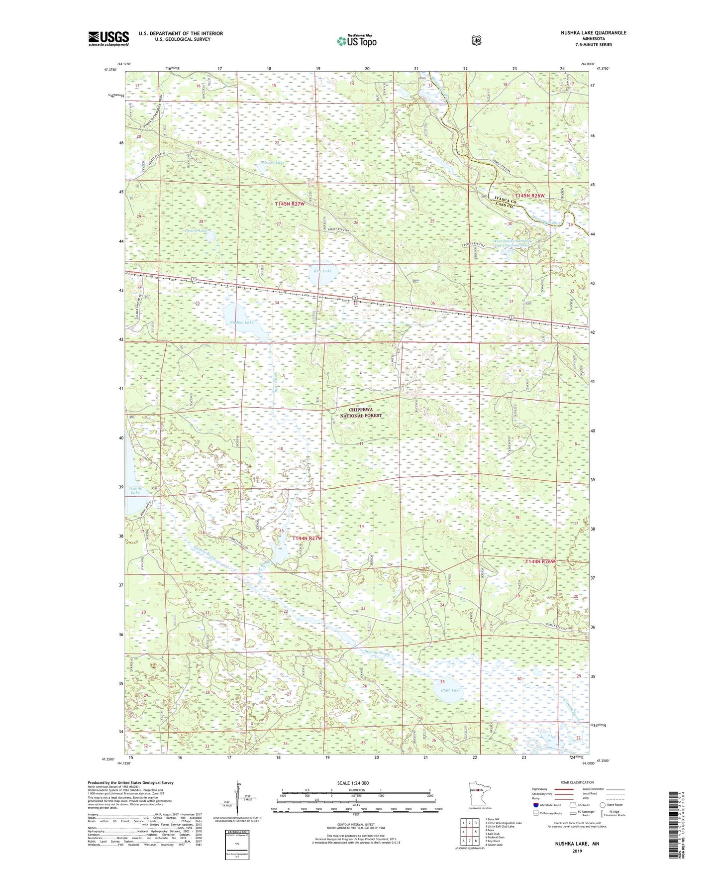 Nushka Lake Minnesota US Topo Map Image