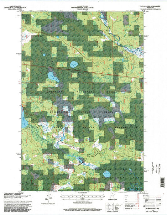 Classic USGS Nushka Lake Minnesota 7.5'x7.5' Topo Map Image